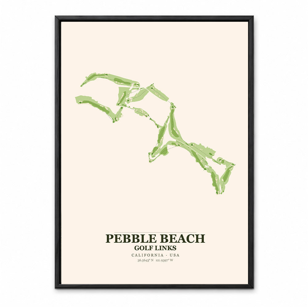 Pebble Beach course map showing oceanfront fairways on the Monterey Peninsula