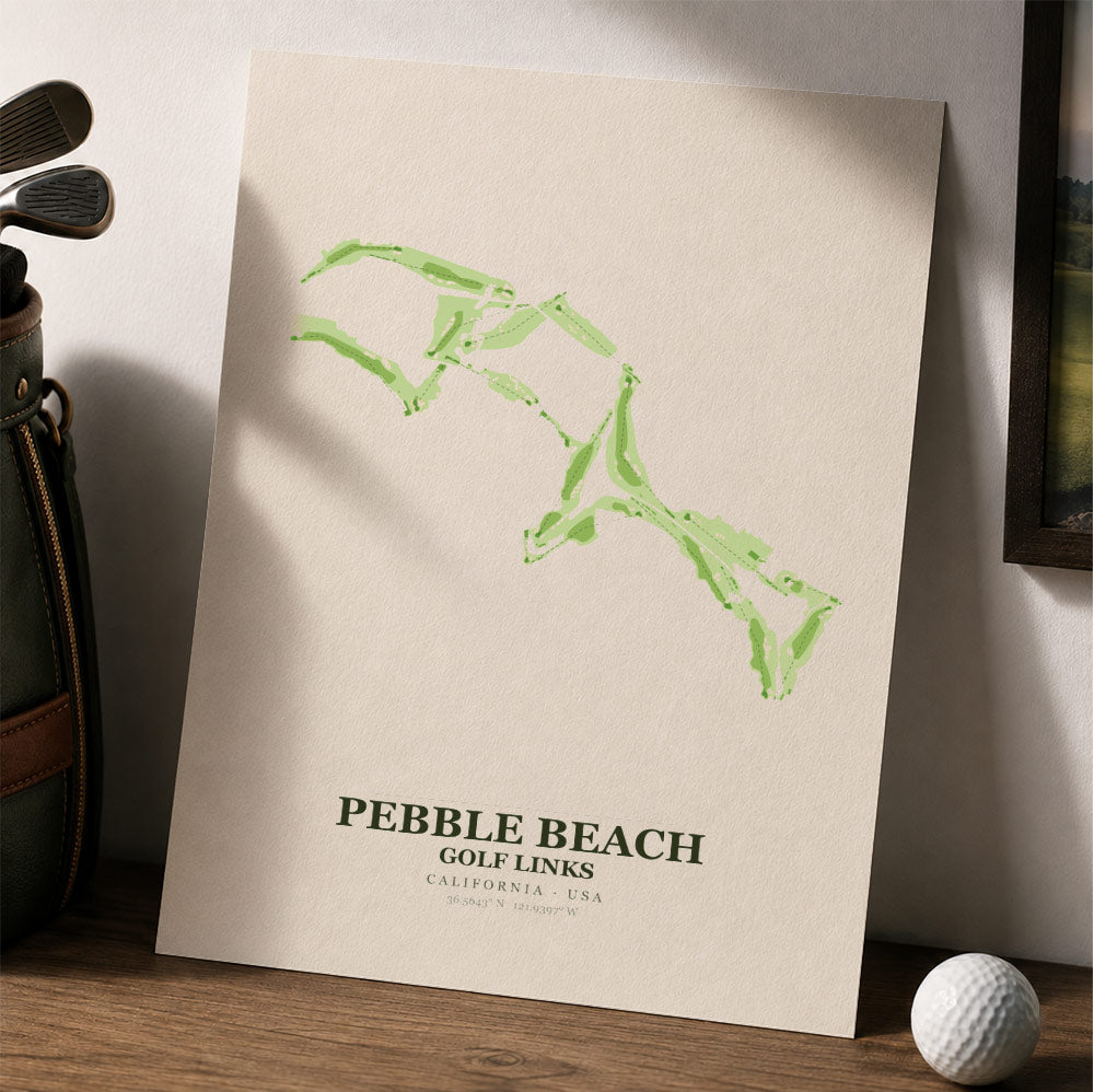 Pebble Beach Golf Course Map Print Poster | California USA Golf Wall Art