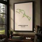 Pebble Beach Golf Course Map Print Poster | California USA Golf Wall Art