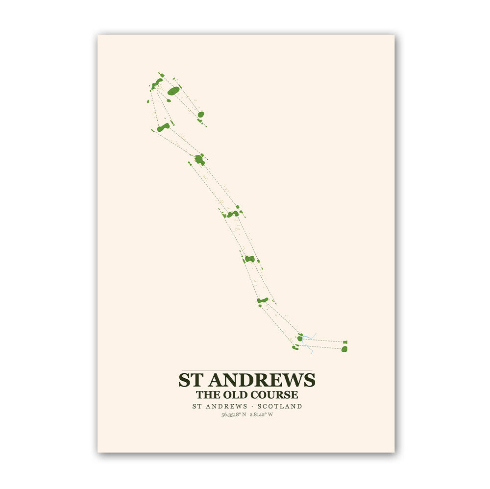 St Andrews Old Course Golf Course Map Print Poster | Scotland Golf Wall Art Decor