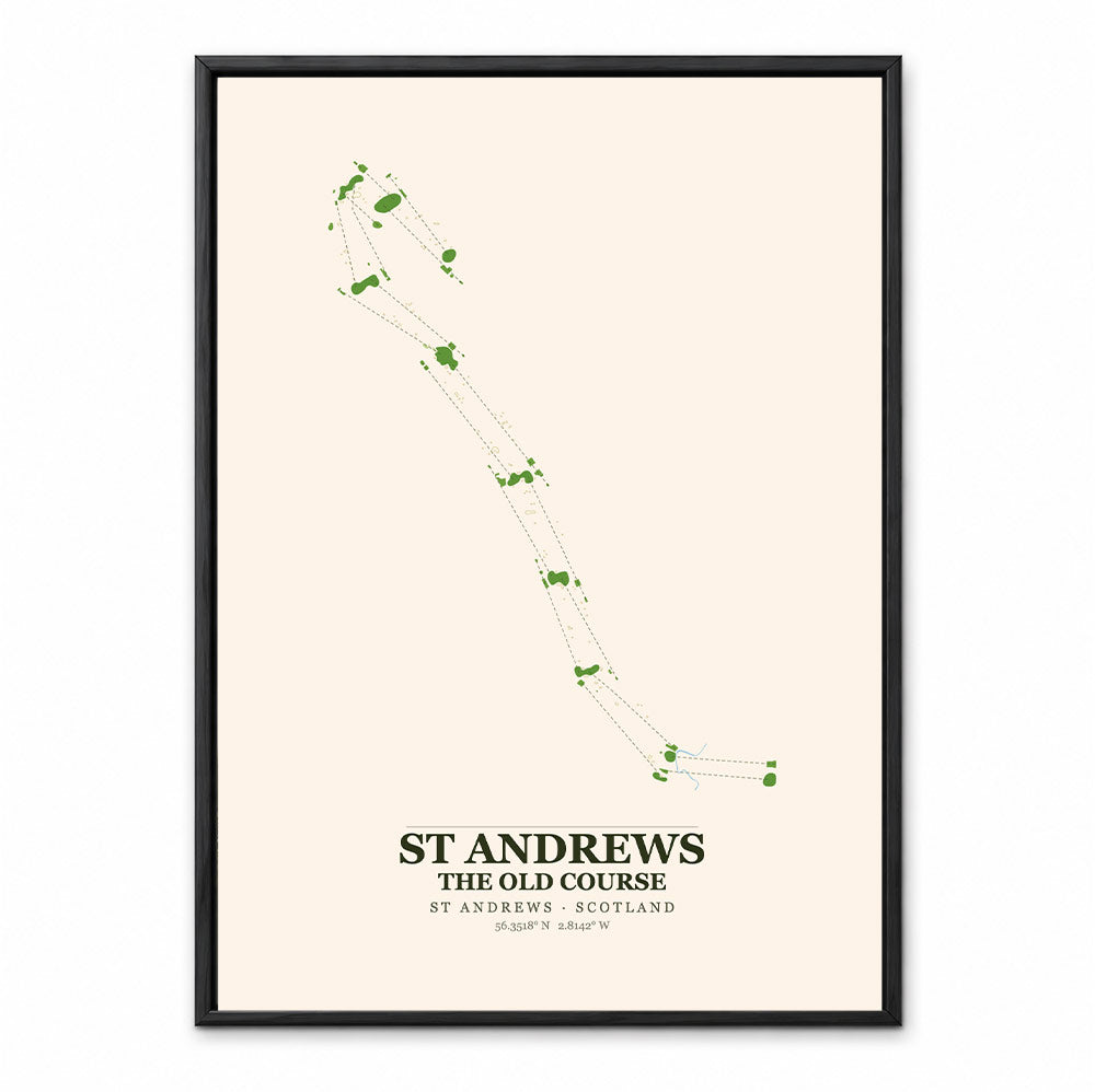 St Andrews Old Course Golf Course Map Print Poster | Scotland Golf Wall Art Decor