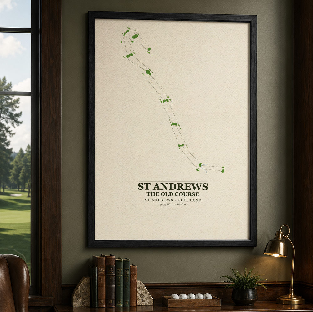 St Andrews Old Course Golf Course Map Print Poster | Scotland Golf Wall Art Decor