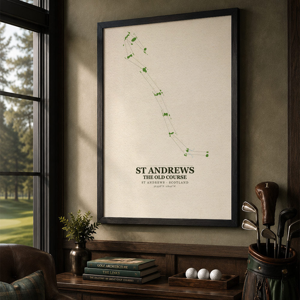 St Andrews Old Course Golf Course Map Print Poster | Scotland Golf Wall Art Decor