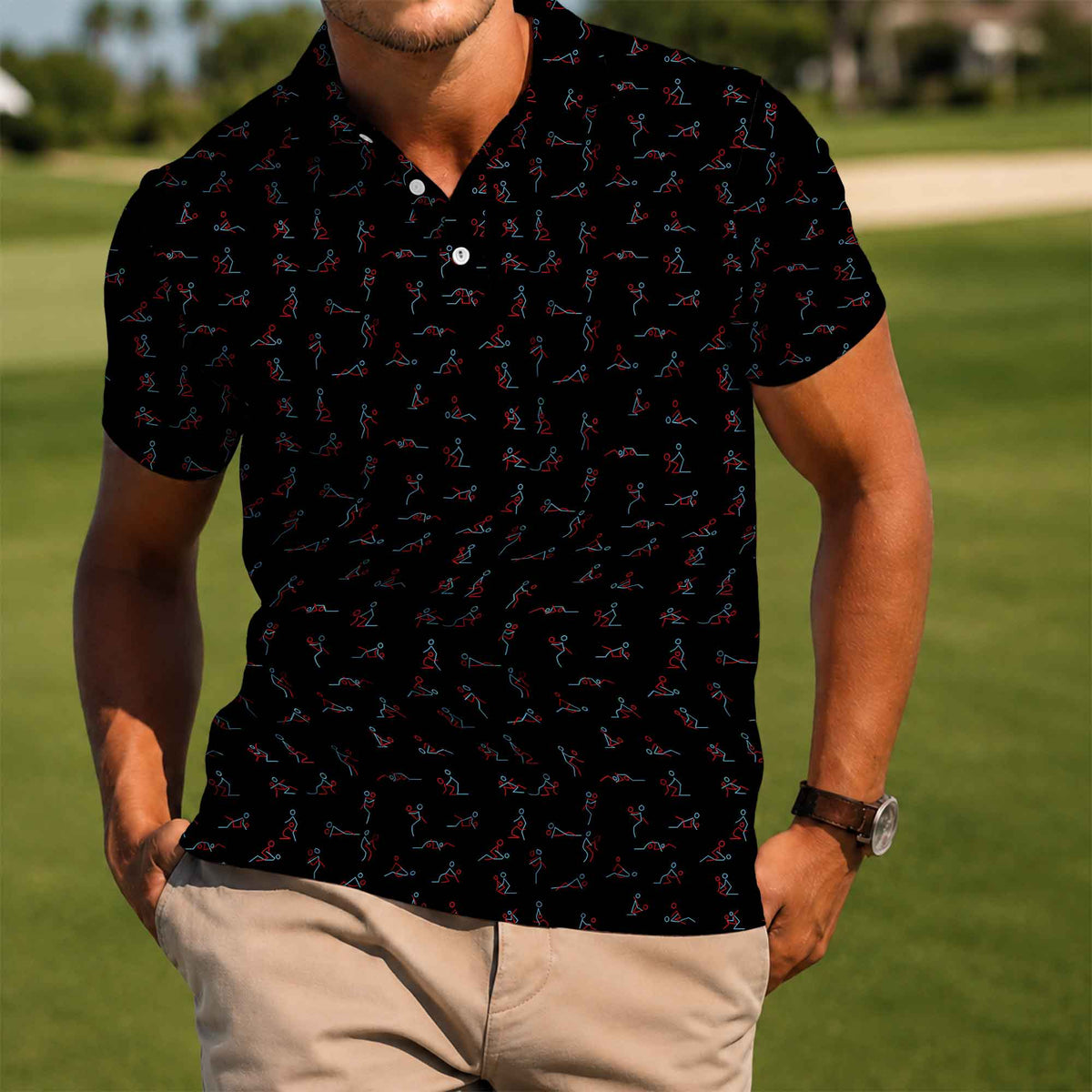 Funny Stick Figure Golf Polo - Golf Gift for Golfers