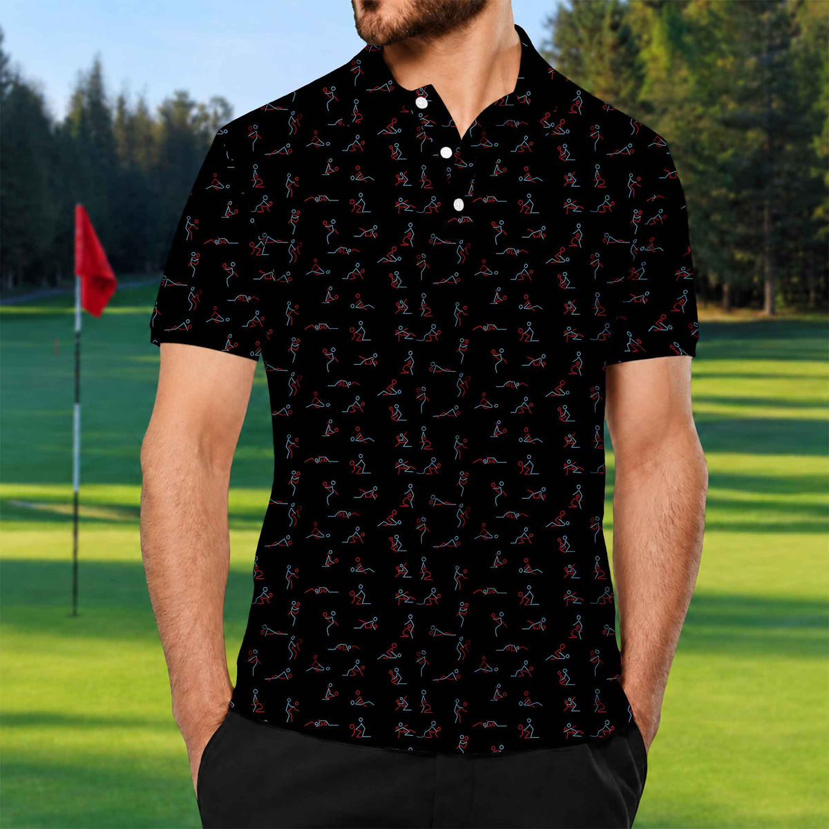 Funny Stick Figure Golf Polo - Golf Gift for Golfers