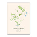 Augusta National golf course map print poster, Georgia USA golf wall art