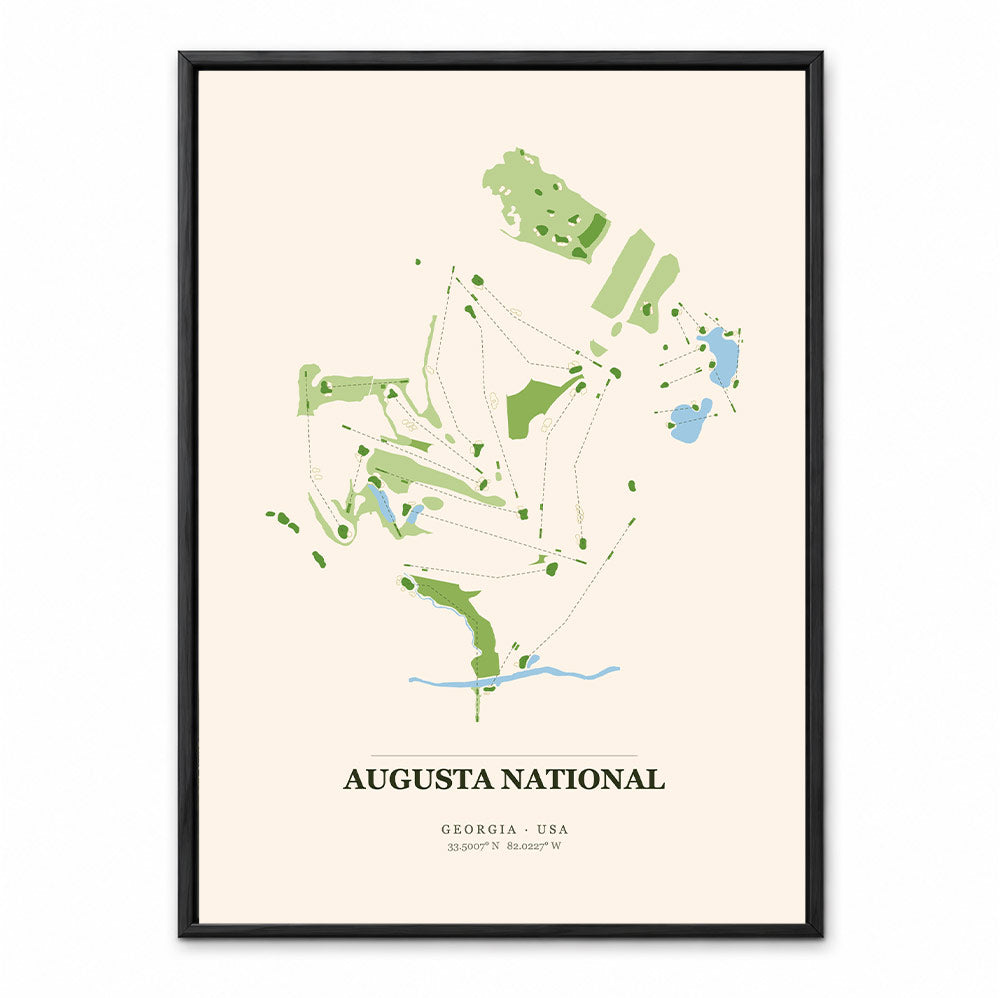 Augusta National course map showing the pine-lined Georgia layout