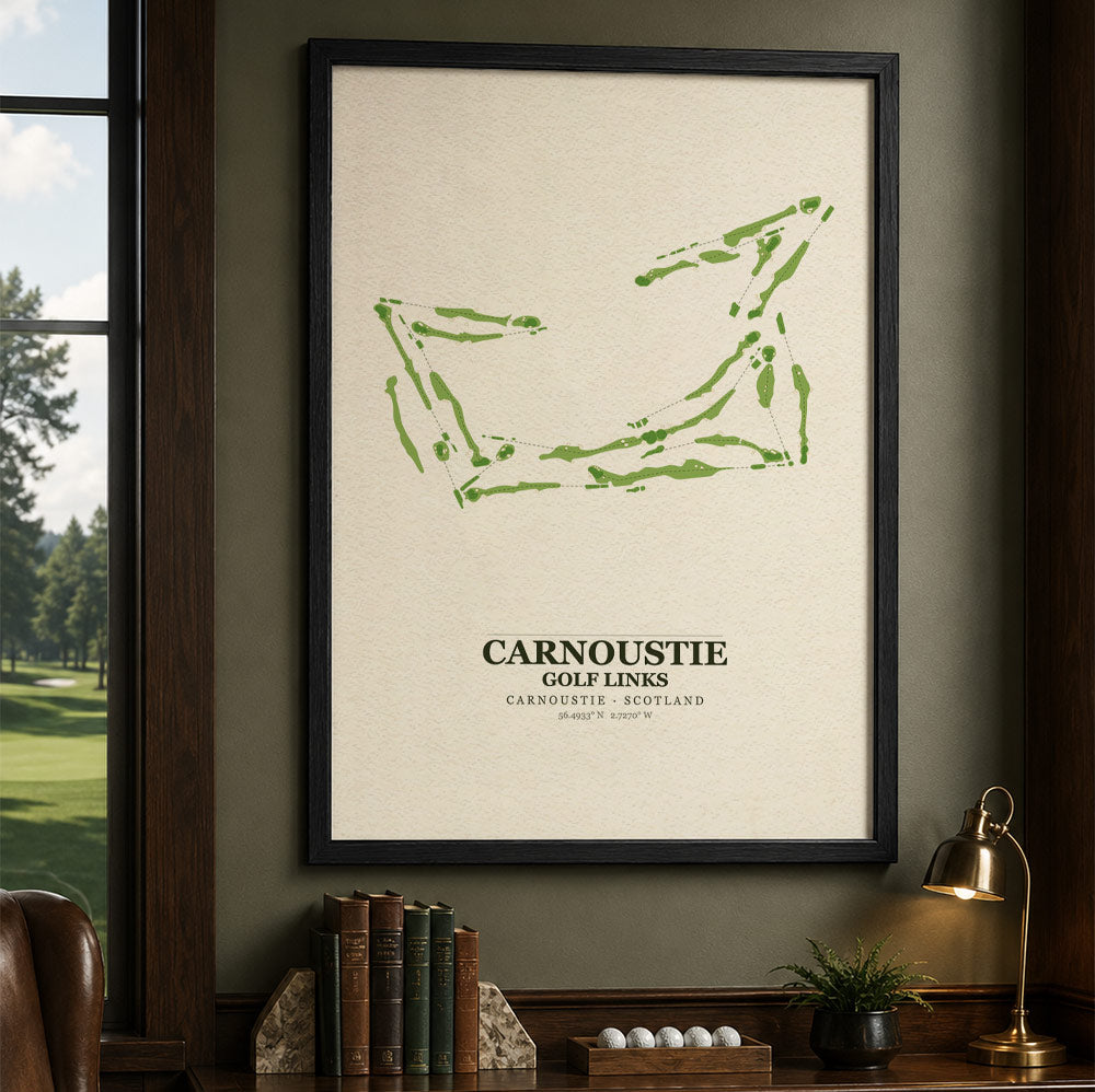 Carnoustie Golf Links Course Map Art Print Poster | Scotland Golf Wall Art Decor