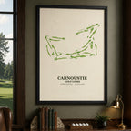 Carnoustie Golf Links Course Map Art Print Poster | Scotland Golf Wall Art Decor