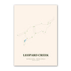Leopard Creek golf course map print poster, Mpumalanga South Africa golf wall art