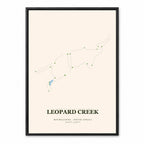 Leopard Creek course map showing fairways beside the Kruger National Park