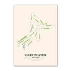 Gary Player golf course map print poster, Sun City South Africa golf wall art