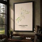 Gary Player Golf Course Map Print Poster | Sun City South Africa Golf Wall Art