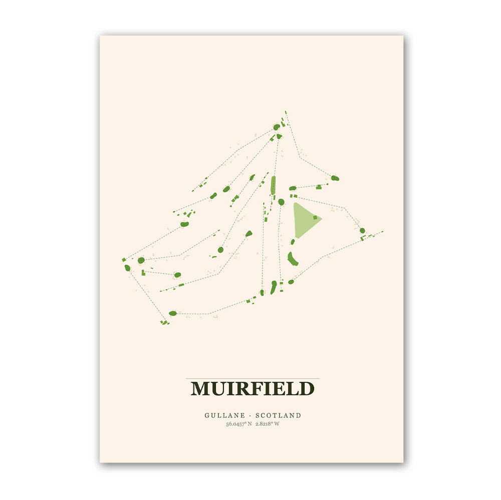 Muirfield Golf Course Map Print Poster | Scotland Golf Wall Art Decor