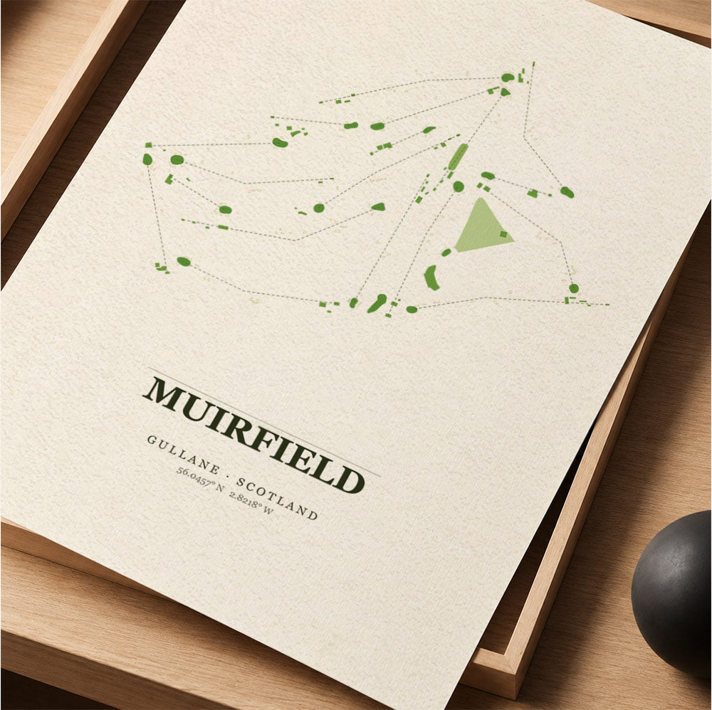 Muirfield Golf Course Map Print Poster | Scotland Golf Wall Art Decor