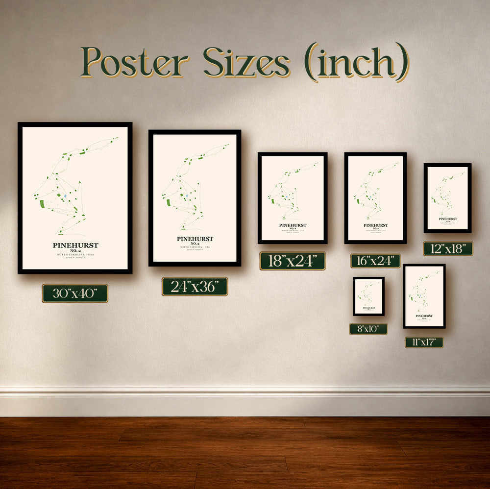 Pinehurst No.2 Golf Course Map Print Poster | North Carolina USA Golf Wall Art