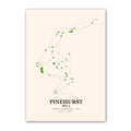 Pinehurst No.2 golf course map print poster, North Carolina USA golf wall art