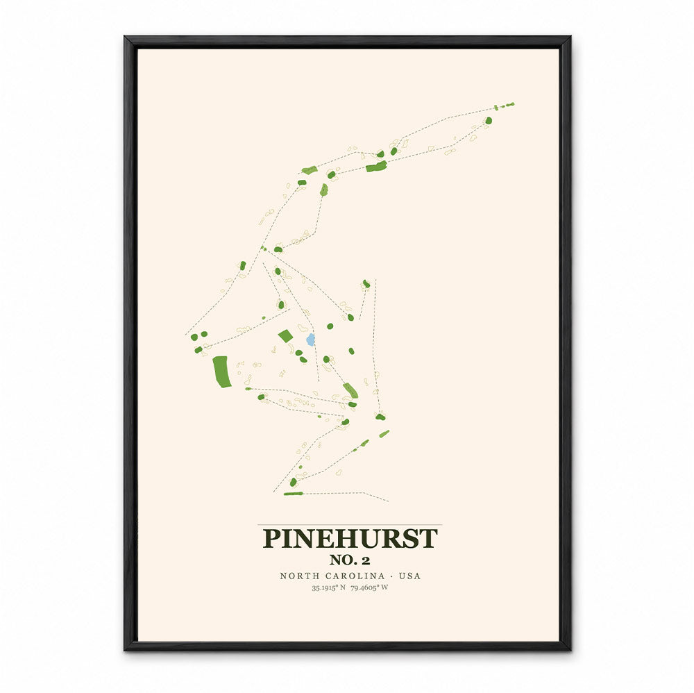 Pinehurst No.2 course map showing the crowned greens of the Donald Ross layout