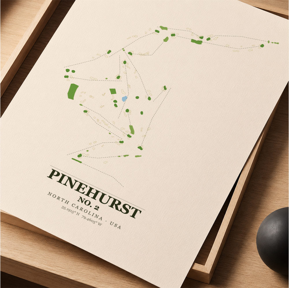 Pinehurst No.2 Golf Course Map Print Poster | North Carolina USA Golf Wall Art