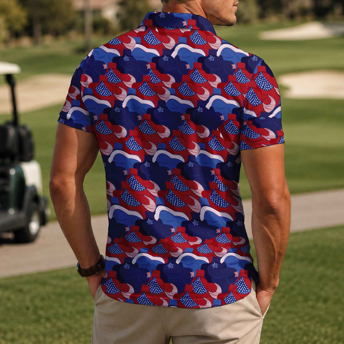 American Flag Boobs Golf Polo Shirt - Golf Gift for Golfers