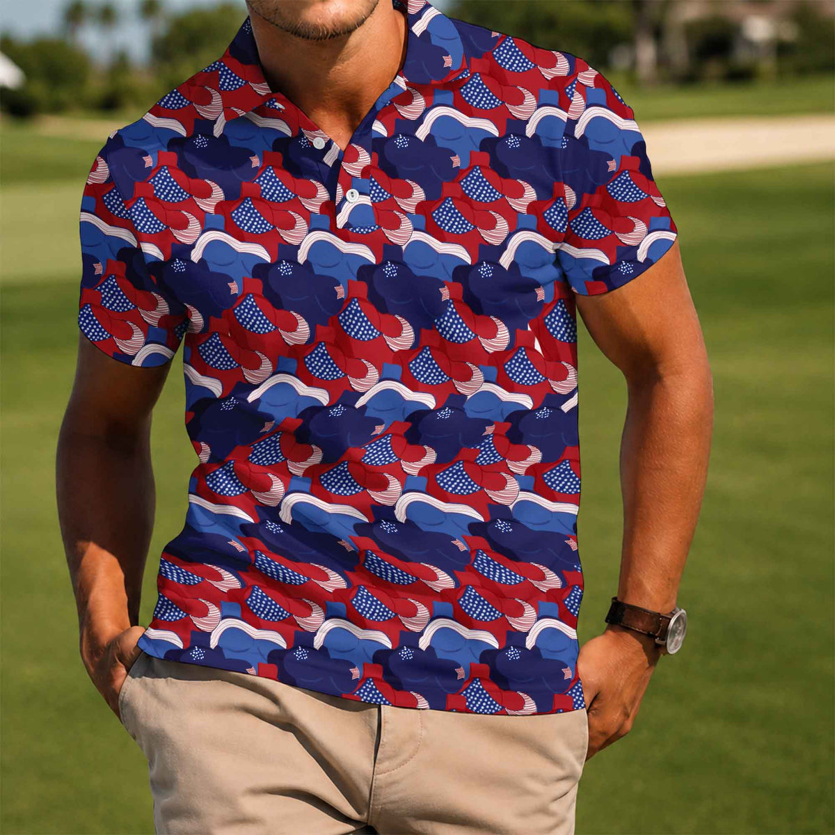 American Flag Boobs Golf Polo Shirt - Golf Gift for Golfers