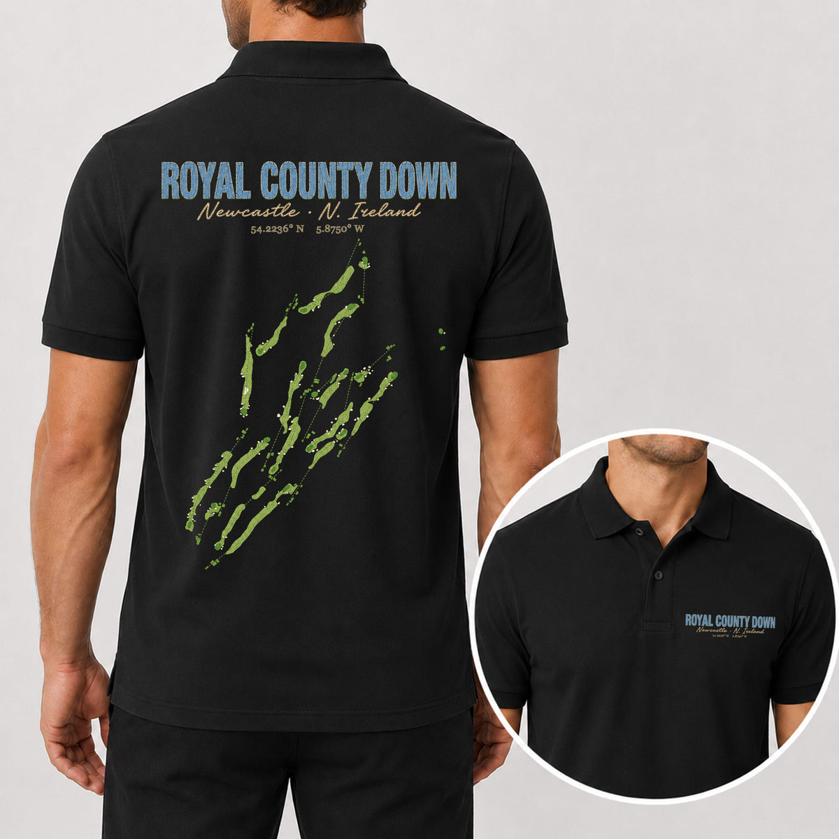 Royal County Down Golf Polo Shirt - Golf Gift for Golfers, black