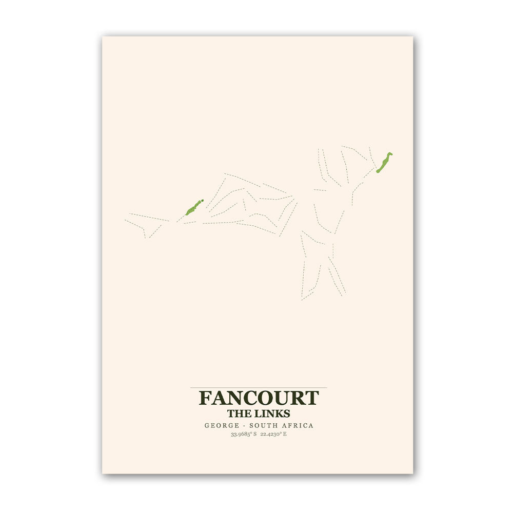Fancourt The Links golf course map print poster, George South Africa golf wall art