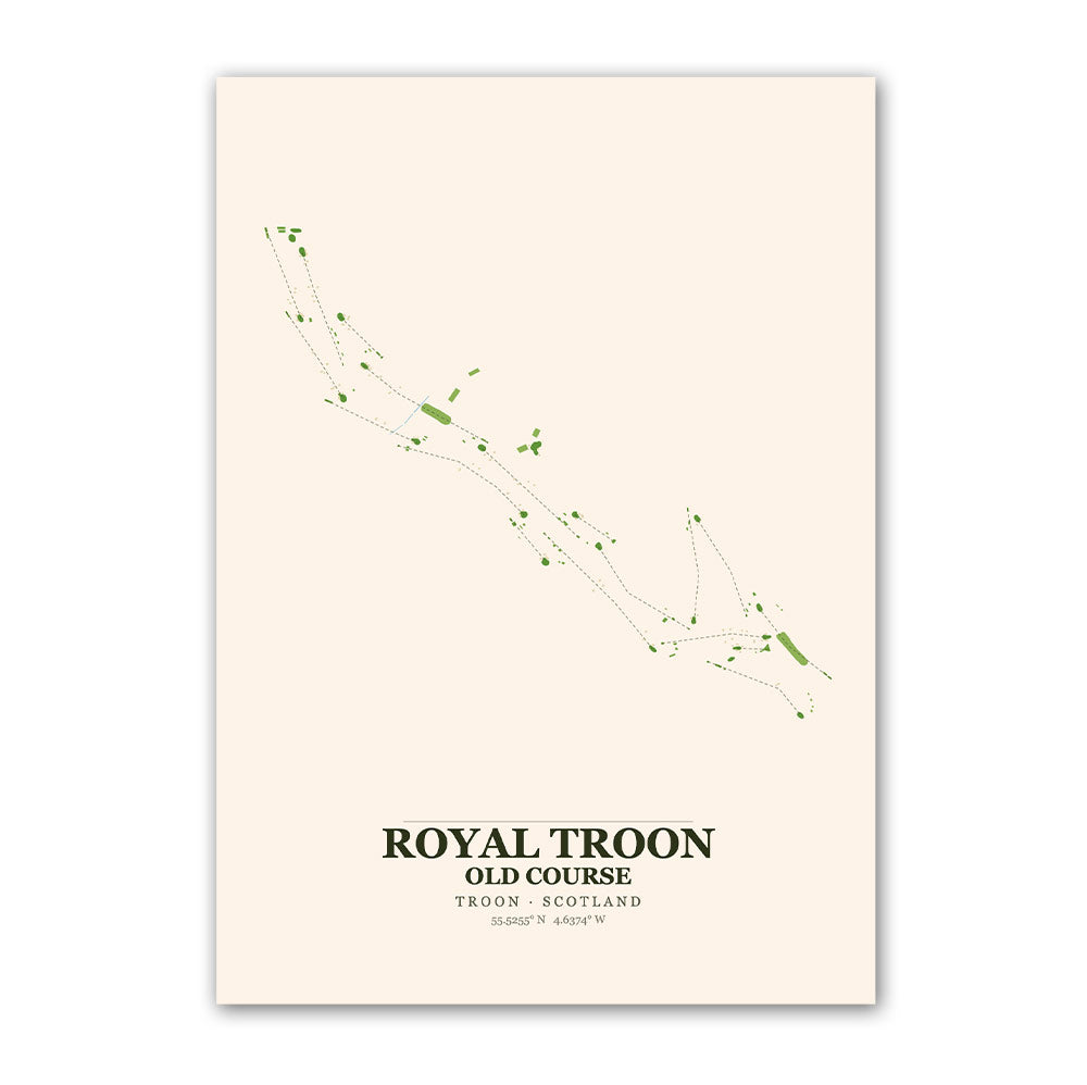 Royal Troon Old Course Golf Course Map Print Poster | Scotland Golf Wall Art Decor