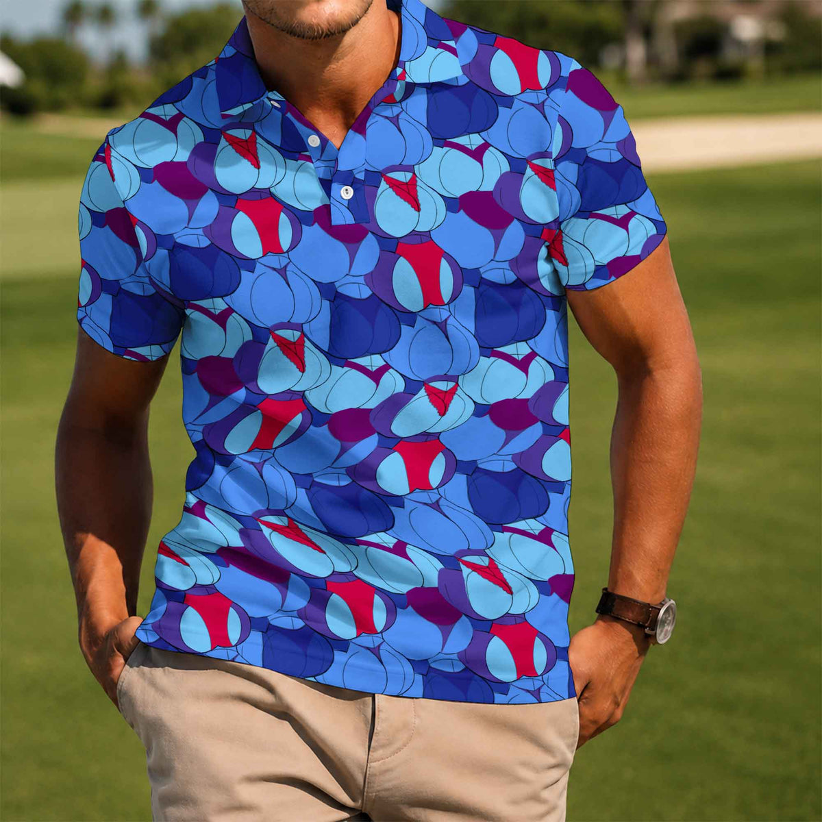 Funny Butt Pattern Golf Polo Shirt - Golf Gift for Golfers