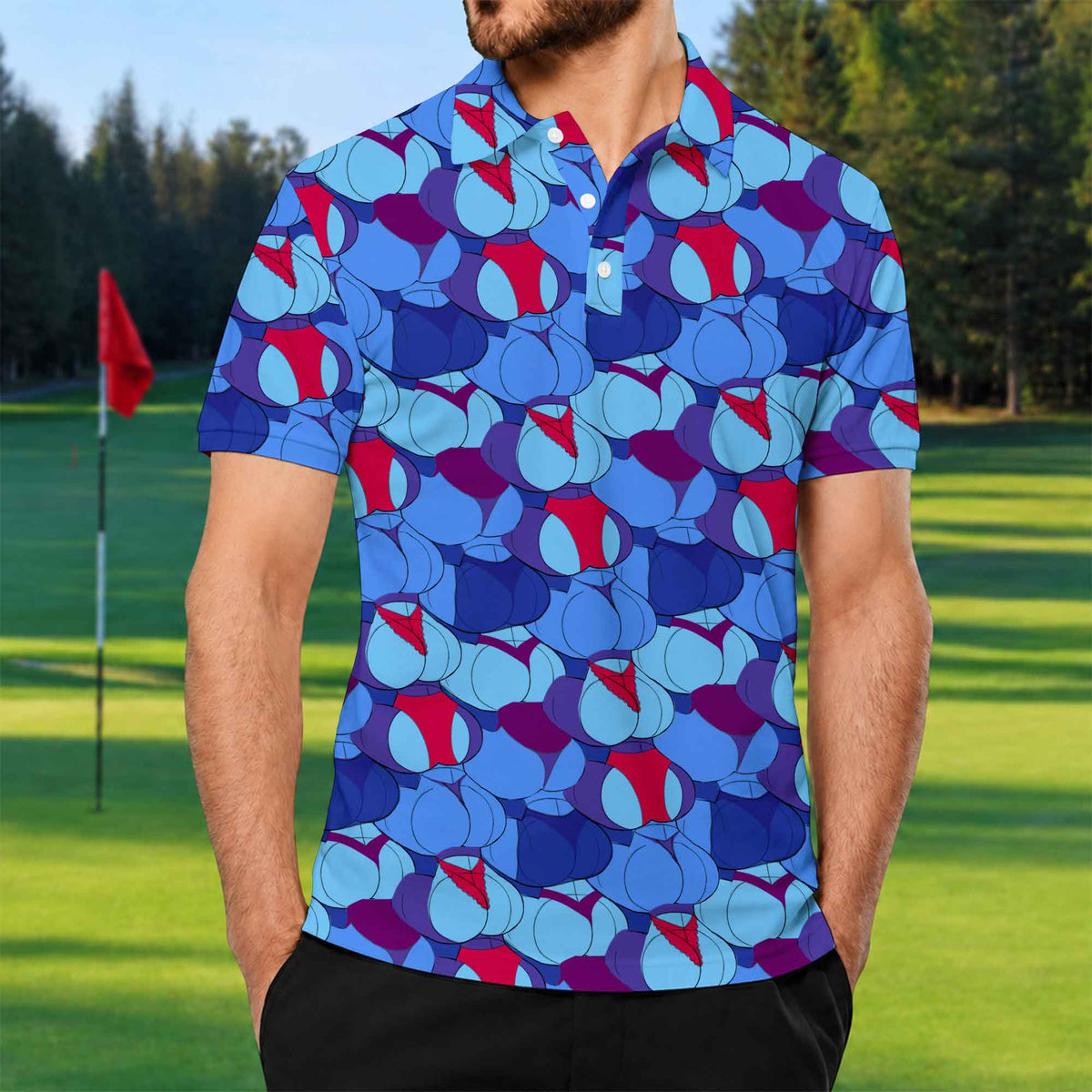 Funny Butt Pattern Golf Polo Shirt - Golf Gift for Golfers