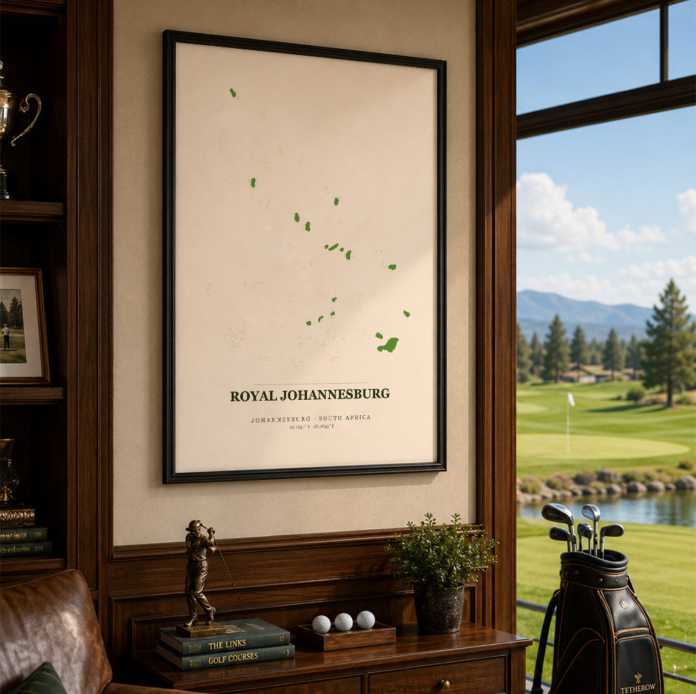 Royal Johannesburg Golf Course Map Print Poster | Johannesburg South Africa Golf Wall Art