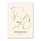 Shinnecock Hills golf course map print poster, New York USA golf wall art