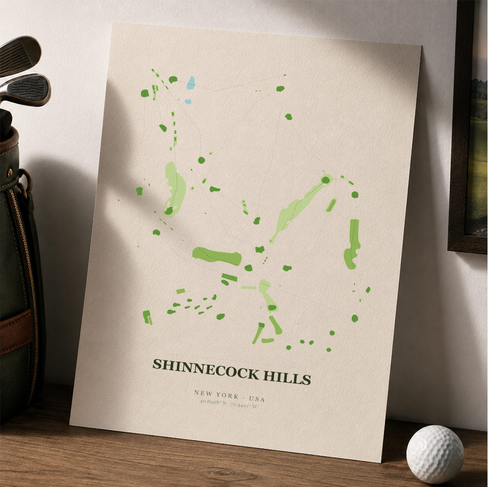 Shinnecock Hills Golf Course Map Print Poster | New York USA Golf Wall Art