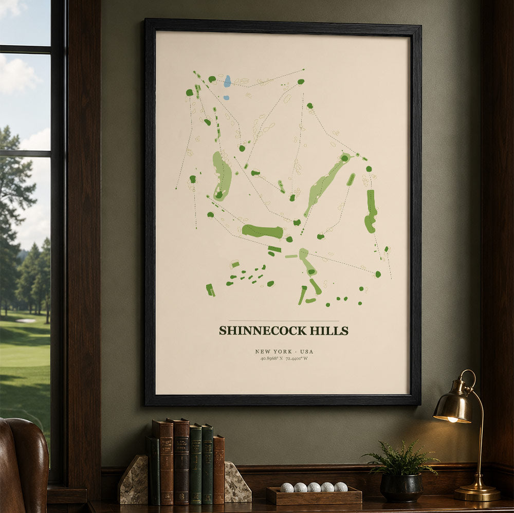 Shinnecock Hills Golf Course Map Print Poster | New York USA Golf Wall Art