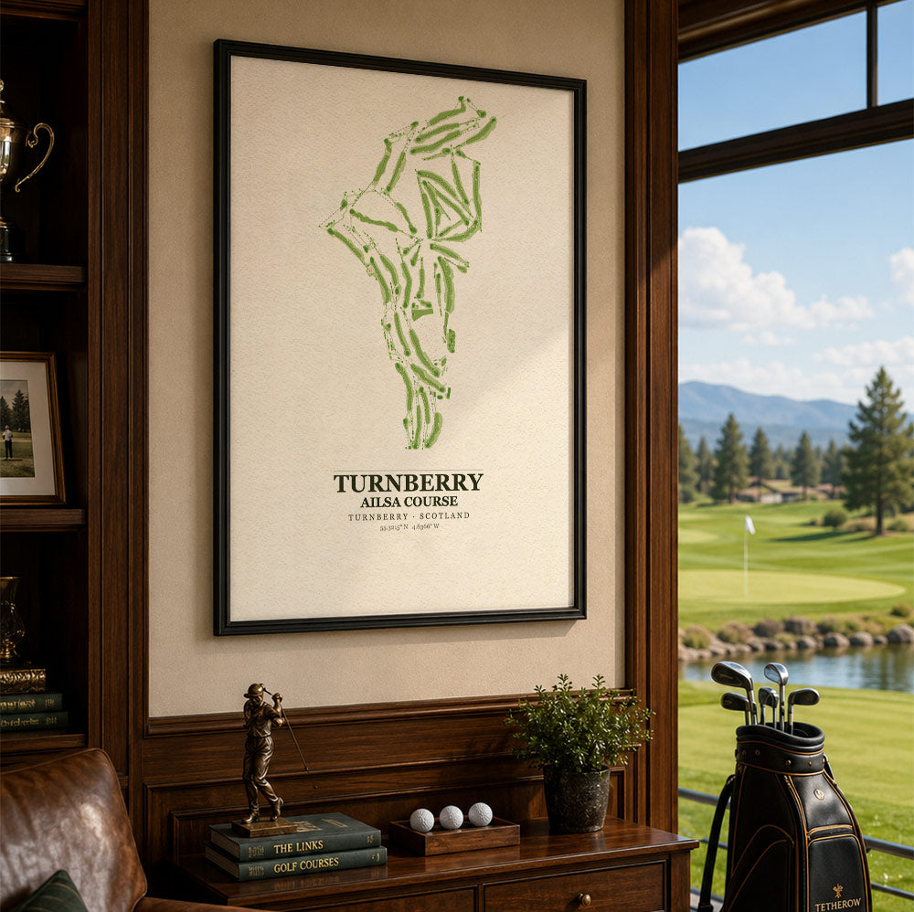Turnberry Ailsa Course Golf Course Map Print Poster | Scotland Golf Wall Art Decor