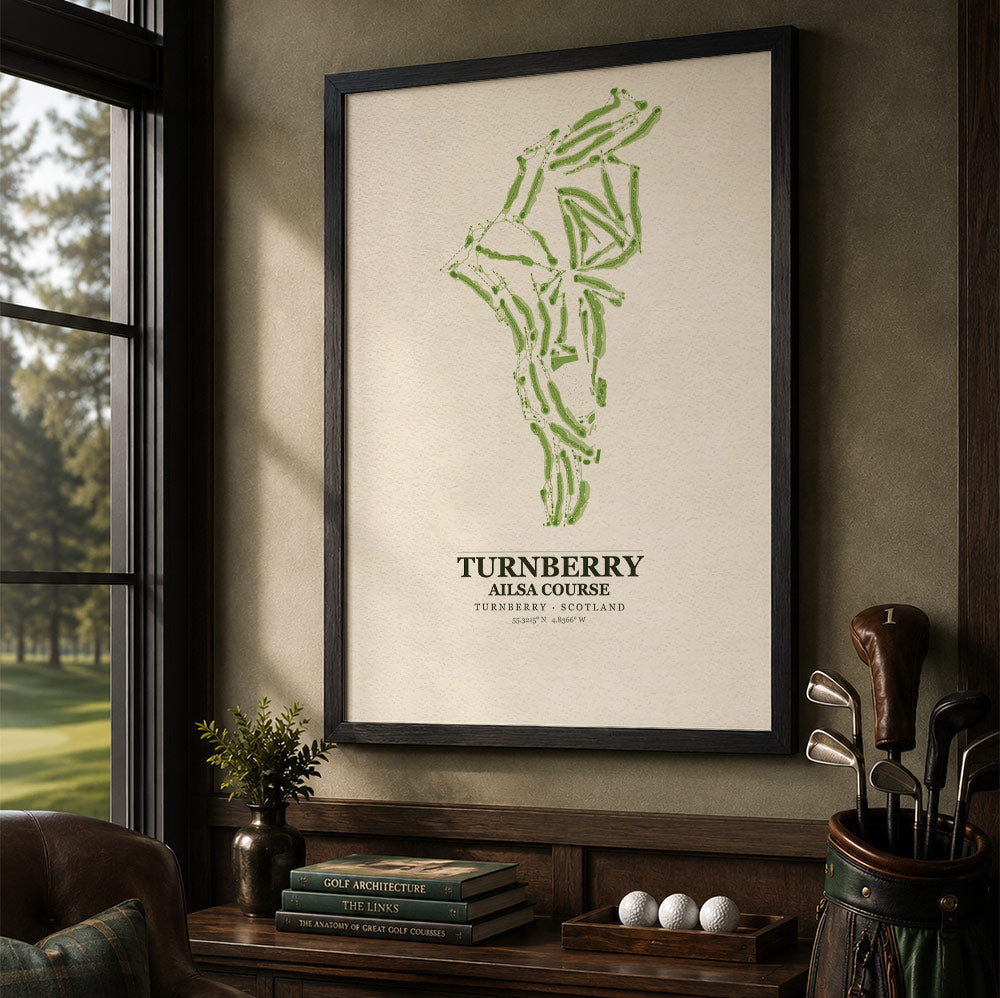 Turnberry Ailsa Course Golf Course Map Print Poster | Scotland Golf Wall Art Decor