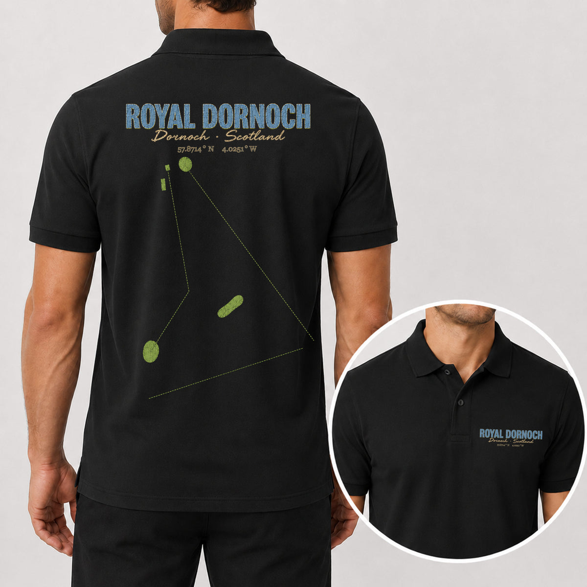 Royal Dornoch Golf Polo Shirt - Golf Gift for Golfers, black
