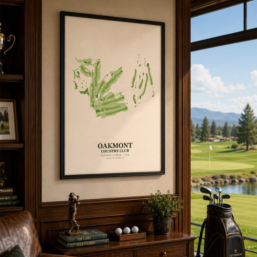 Oakmont Country Club Golf Course Map Print Poster | Pennsylvania USA Golf Wall Art