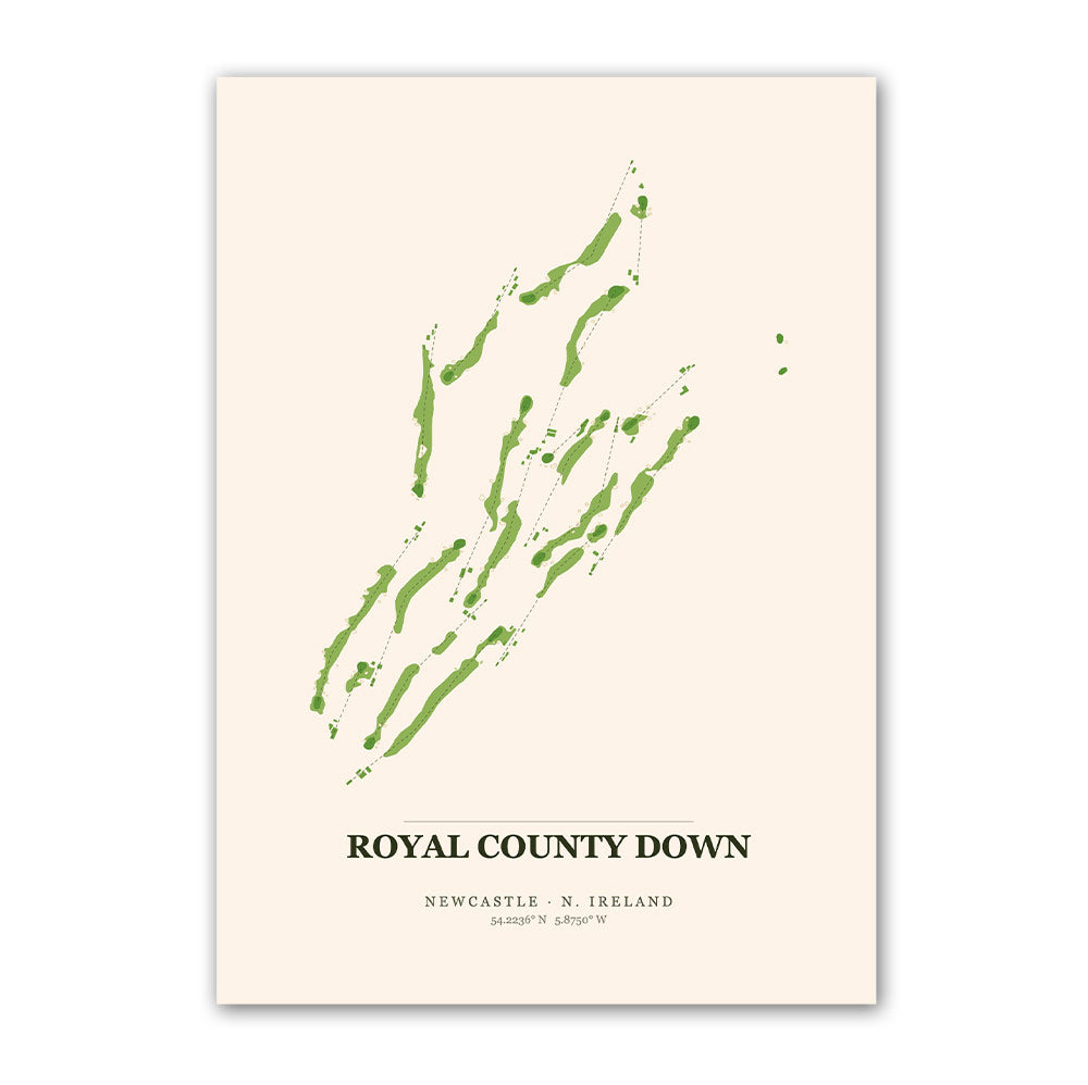 Royal County Down Golf Course Map Print Poster | Ireland Golf Wall Art Decor