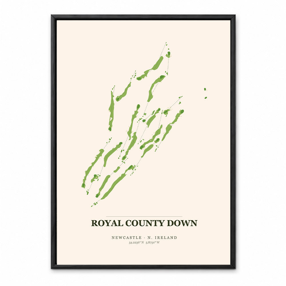 Royal County Down Golf Course Map Print Poster | Ireland Golf Wall Art Decor