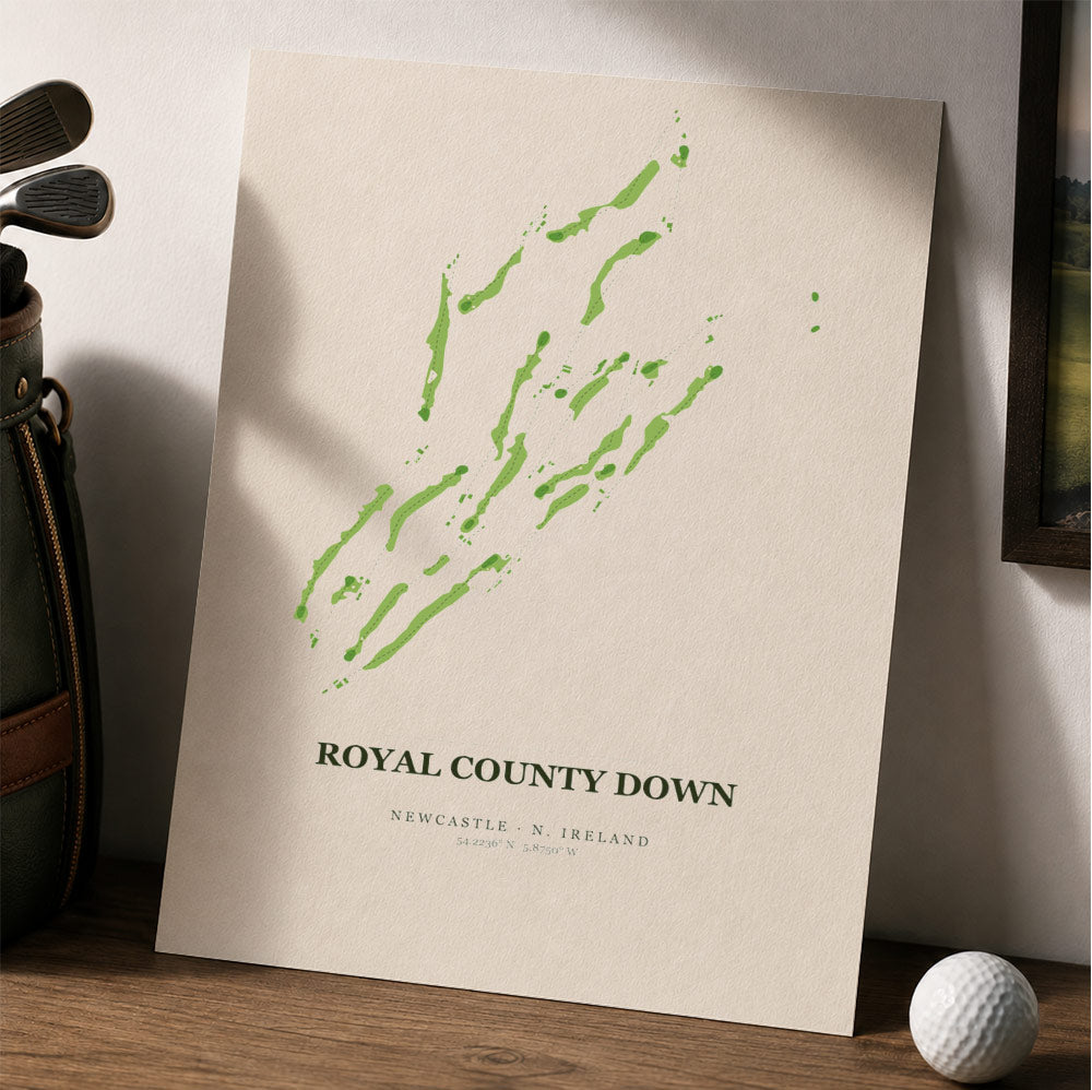 Royal County Down Golf Course Map Print Poster | Ireland Golf Wall Art Decor