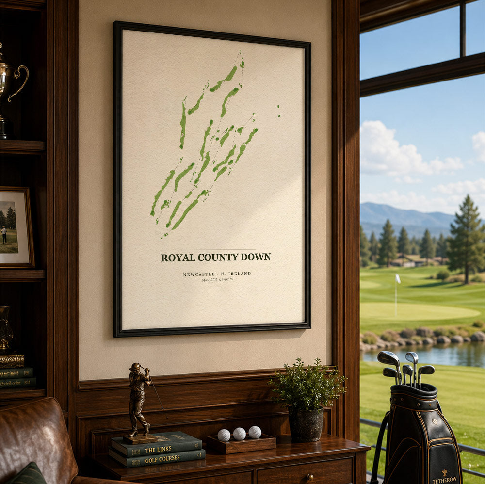 Royal County Down Golf Course Map Print Poster | Ireland Golf Wall Art Decor