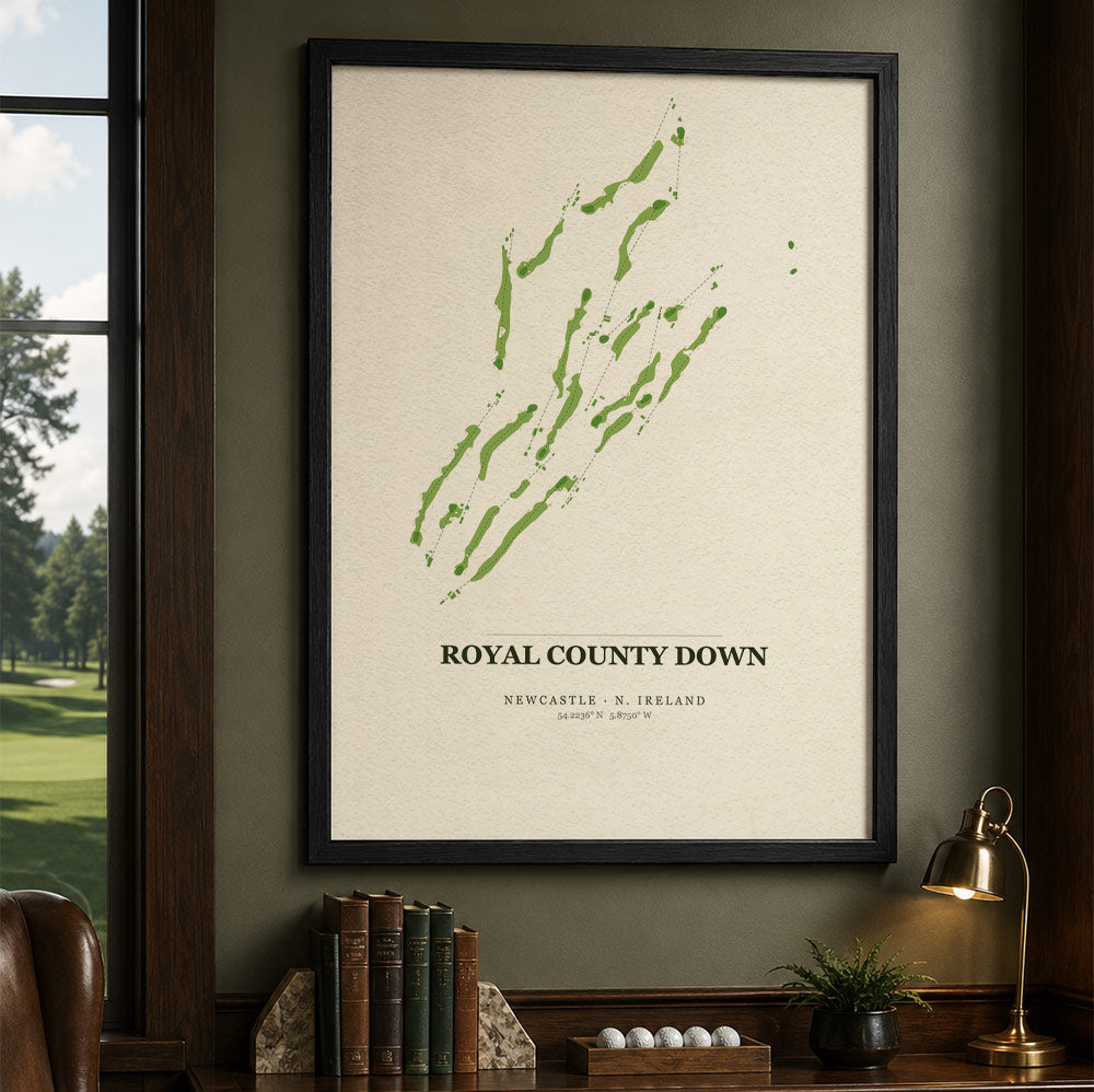 Royal County Down Golf Course Map Print Poster | Ireland Golf Wall Art Decor