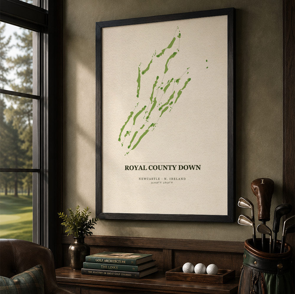 Royal County Down Golf Course Map Print Poster | Ireland Golf Wall Art Decor