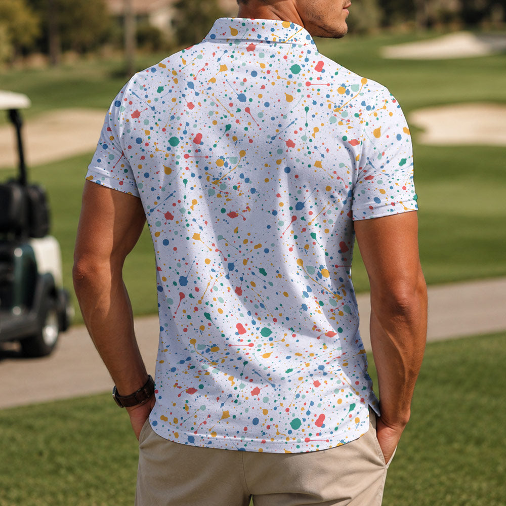 Paint Splatter Golf Polo Shirt - Golf Gift for Golfers