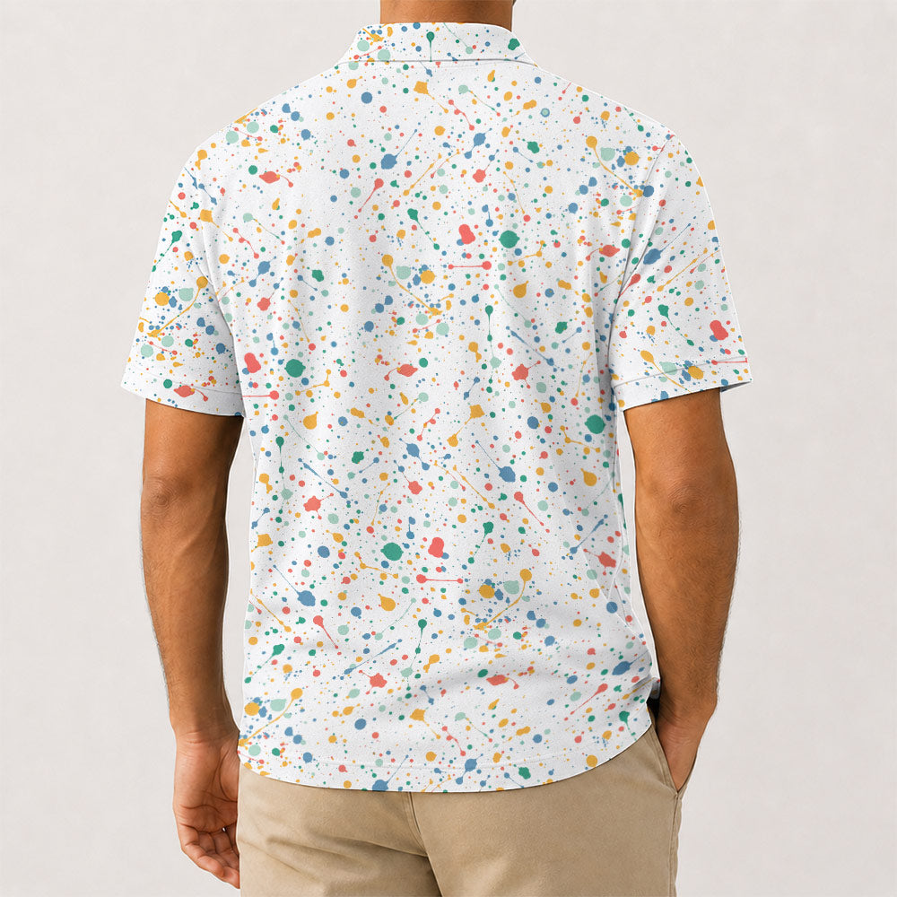 Paint Splatter Golf Polo Shirt - Golf Gift for Golfers