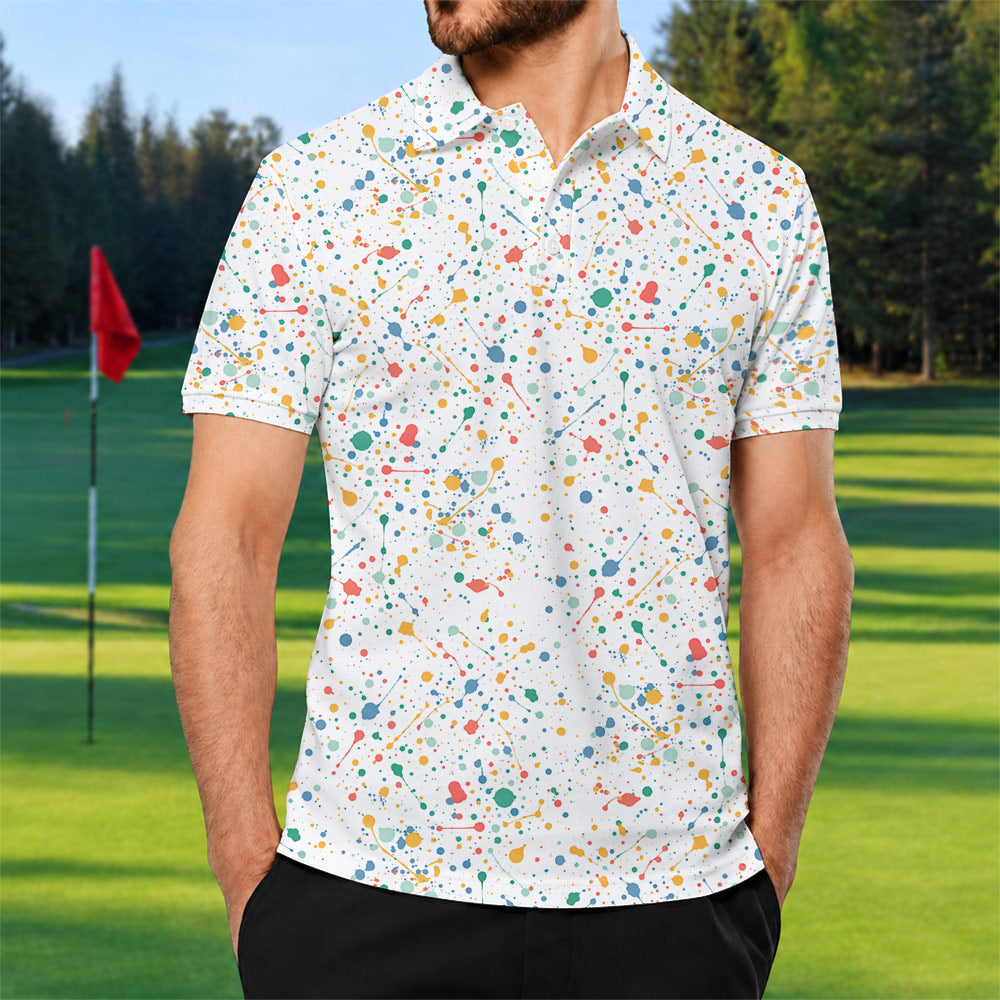 Paint Splatter Golf Polo Shirt - Golf Gift for Golfers