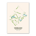 Emirates Majlis golf course map print poster, Dubai UAE golf wall art
