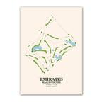 Emirates Majlis golf course map print poster, Dubai UAE golf wall art