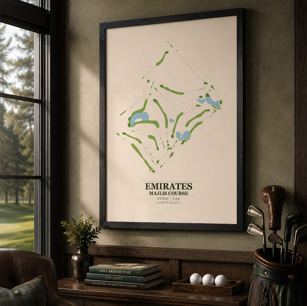 Emirates Majlis Golf Course Map Print Poster | Dubai UAE Golf Wall Art